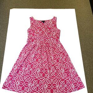 Lands End Surplice Sleeveless Dress Medium 10-12 Stretch Pink White